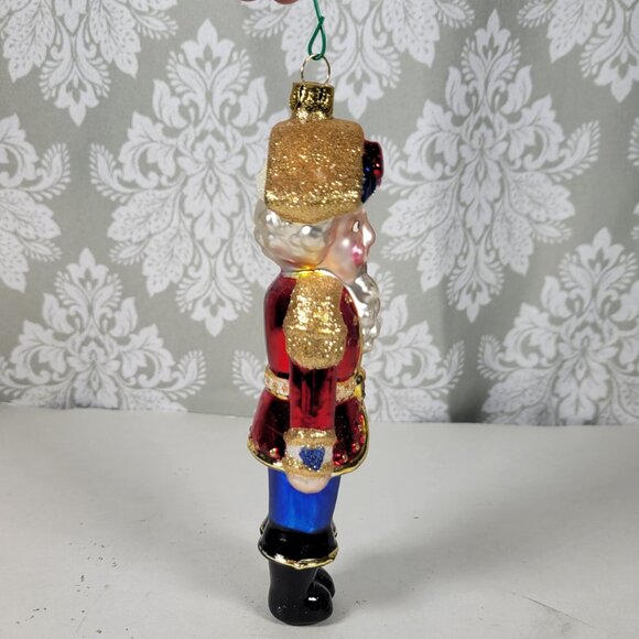 Vintage Hand Blown Glass Ornament Nutcracker with Glitter Accents  6.5" Tall - Picture 7 of 10